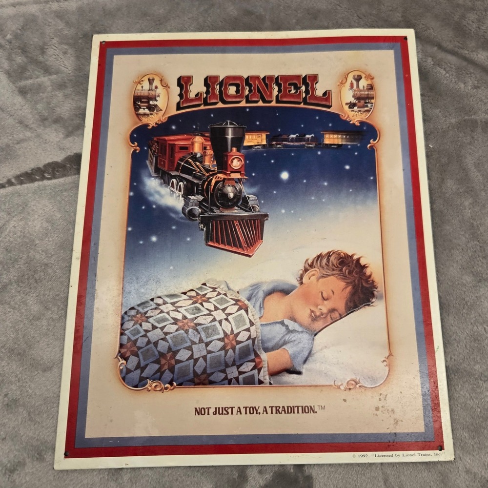 Vintage 1992 Lionel Trains Metal Tin Sign Not Just A Toy A Tradition 16x12